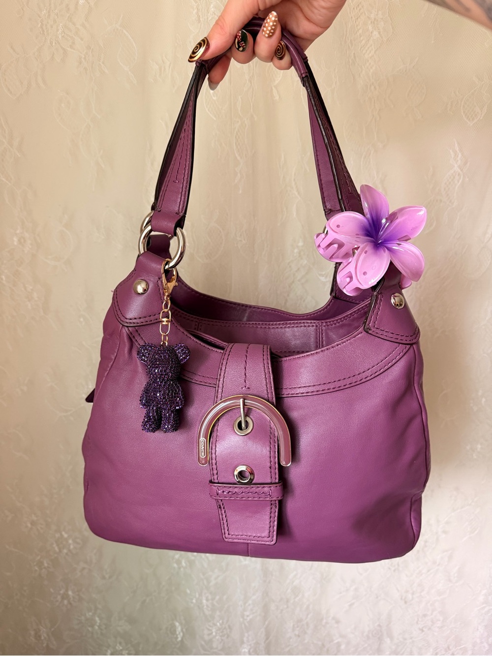 Coach SoHo Purple Leather Shoulder Bag